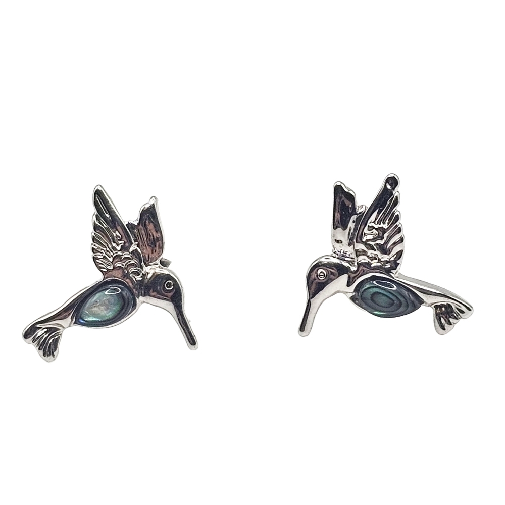 Abalone Dainty Hummingbird Stud Earrings